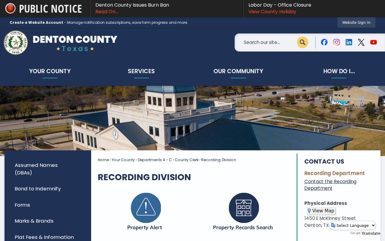 Lewisville previous residents source at Denton County Recording Division