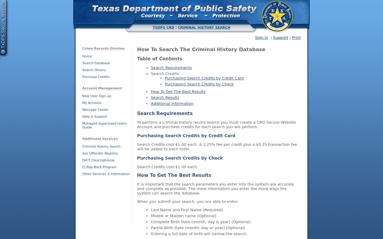 Lewisville resident lookup guidance from Texas DPS criminal-history search