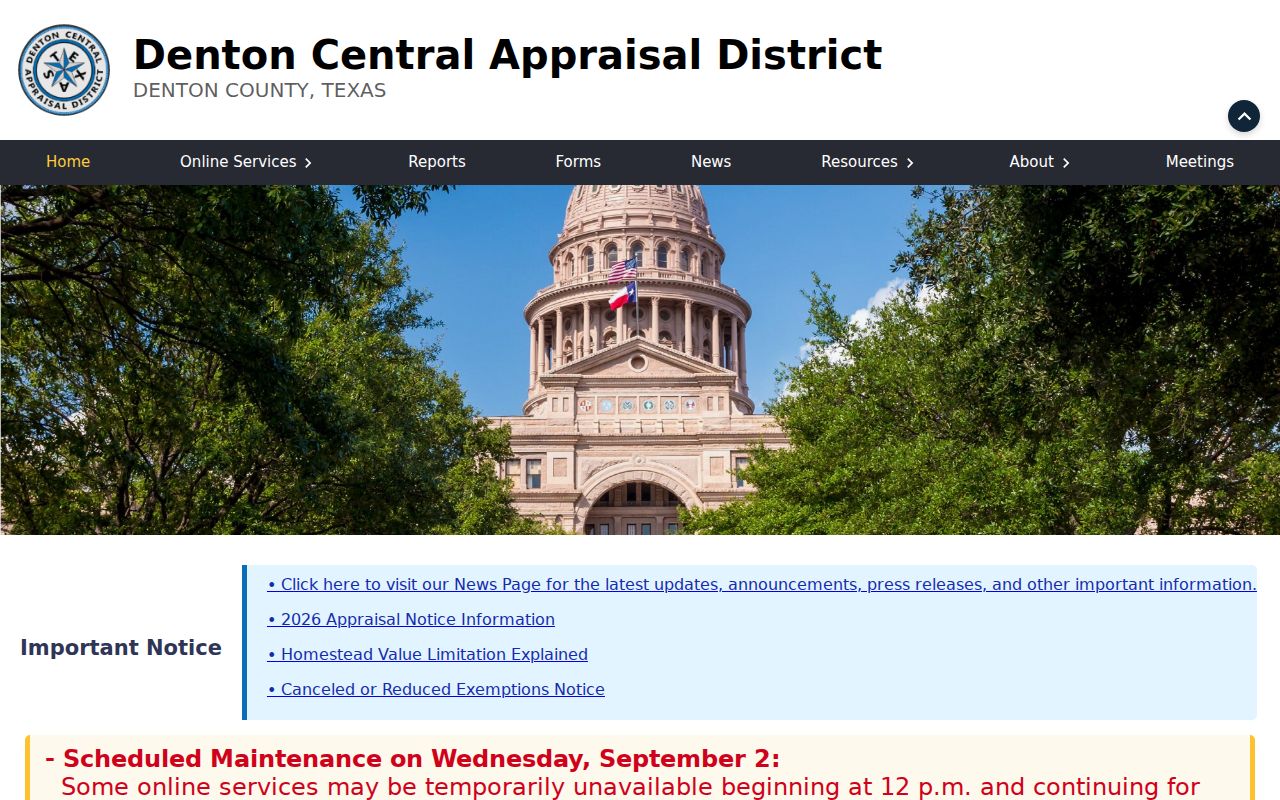 Lewisville street directory view of the Denton CAD GIS parcel viewer